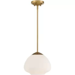 Possini Euro Design Orilla Brass Mini Pendant Light 11 3/4" Wide Mid Century Modern White Opal Glass Shade For Dining Room House Foyer Kitchen Island -Famous Lighting Store GUEST 6b825d15 6d82 4dd9 a2ba bf886b8011ff