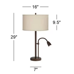 Possini Euro Design Traverse Modern Table Lamps 29" Tall Set Of 2 With USB Charging Port Gooseneck LED Bronze Oatmeal Shade For Bedroom Living Room 14 Possini Euro Design Traverse Modern Table Lamps 29" Tall Set Of 2 With USB Charging Port Gooseneck LED Bronze Oatmeal Shade For Bedroom Living Room -Famous Lighting Store GUEST 6bbea756 dab2 4fd0 b1cc 9e21c7031db9