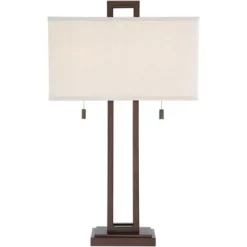 Possini Euro Design Gossard Modern Industrial Table Lamp 30" Tall Bronze With USB Charging Port White Rectangular Shade For Bedroom Living Room Office -Famous Lighting Store GUEST 6d1c8f69 014e 46a3 982f e42d732499dc
