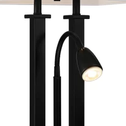 Possini Euro Design Deacon Modern Desk Table Lamp 26" High Black With USB And AC Power Outlet In Base LED Reading Light Oatmeal Shade For Office Desk -Famous Lighting Store GUEST 6e155021 c7c9 43a8 9b1d 45783f7af23b