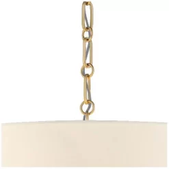 Possini Euro Design Warm Gold Pendant Chandelier 20" Wide Modern White Linen Drum Shade 4-Light Fixture For Dining Room Foyer Kitchen Island Entryway -Famous Lighting Store GUEST 6ef32cf2 e941 4364 9f50 317030122b20