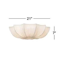 Possini Euro Design Planetarium Modern Ceiling Light Flush Mount Fixture 21" Wide Chrome 3-Light Ivory Fabric Scalloped Bowl For Bedroom Living Room -Famous Lighting Store GUEST 72a126fd 1741 41cd bcaa 8b9cea2d2c00