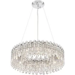 Possini Euro Design Alyssa Chrome Drum Chandelier 23 1/2" Wide Modern Crystal 12-Light LED Fixture For Dining Room Kitchen Island Entryway Bedroom -Famous Lighting Store GUEST 72d0a421 5e99 4e52 9e71 3dc4bc80e7ac