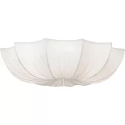 Possini Euro Design Planetarium Modern Ceiling Light Flush Mount Fixture 21" Wide Chrome 3-Light Ivory Fabric Scalloped Bowl For Bedroom Living Room -Famous Lighting Store GUEST 72db56e1 c8dd 49d6 8783 57b052318839