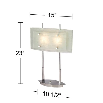 Possini Euro Design Charles Street Modern Desk Lamp 23" High Chrome Satin Nickel Frosted Slump Glass Shade For Bedroom Living Room Bedside Nightstand 6 Possini Euro Design Charles Street Modern Desk Lamp 23" High Chrome Satin Nickel Frosted Slump Glass Shade For Bedroom Living Room Bedside Nightstand - Image 5