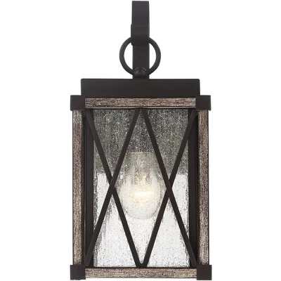 Possini Euro Design Brawley Rustic Industrial Outdoor Wall Light Fixture Bronze Wood Grain 13 1/2" Clear Seedy Glass For Post Exterior Barn Deck House 5 Possini Euro Design Brawley Rustic Industrial Outdoor Wall Light Fixture Bronze Wood Grain 13 1/2" Clear Seedy Glass For Post Exterior Barn Deck House - Image 3