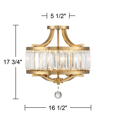 Vienna Full Spectrum Prava Modern Ceiling Light Semi Flush Mount Fixture 16 1/2" Wide Warm Brass 4-Light Crystal Drum For Bedroom Kitchen Living Room 8 Vienna Full Spectrum Prava Modern Ceiling Light Semi Flush Mount Fixture 16 1/2" Wide Warm Brass 4-Light Crystal Drum For Bedroom Kitchen Living Room - Image 6