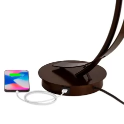 Possini Euro Design Modern Desk Lamps Set Of 2 With USB Port 22 1/2" High Bronze LED Clear Seeded Glass Shade For Bedroom Office -Famous Lighting Store GUEST 74ad4f69 c5e8 4a47 a163 49658a84b613