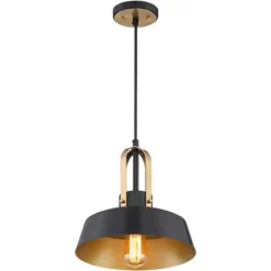 Possini Euro Design Black Warm Brass Mini Pendant Lighting Fixture 12" Wide Farmhouse Rustic For Dining Room House Home Kitchen Island High Ceilings -Famous Lighting Store GUEST 773d06bd 78f5 4444 afd0 6fbc4b841124