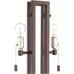 Possini Euro Design Gossard Modern Industrial Table Lamp 30" Tall Bronze With USB Charging Port White Rectangular Shade For Bedroom Living Room Office -Famous Lighting Store GUEST 78b6c0b7 dbc3 4673 b907 3464079228b0