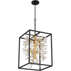 Possini Euro Design Carrine Black Gold Pendant Chandelier 15 1/4" Wide Modern Clear Crystal 4-Light Fixture For Dining Room House Foyer Kitchen Island -Famous Lighting Store GUEST 7a793c5e 6f0a 4ce8 8858 e6f4b4f4816d