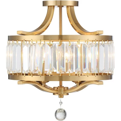 Vienna Full Spectrum Prava Modern Ceiling Light Semi Flush Mount Fixture 16 1/2" Wide Warm Brass 4-Light Crystal Drum For Bedroom Kitchen Living Room 6 Vienna Full Spectrum Prava Modern Ceiling Light Semi Flush Mount Fixture 16 1/2" Wide Warm Brass 4-Light Crystal Drum For Bedroom Kitchen Living Room - Image 4