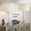 Possini Euro Design Fritz Modern Table Lamps 26 1/2" High Set Of 2 Silver Clear Glass With USB And AC Power Outlet In Base Drum Shade For Bedroom Desk -Famous Lighting Store GUEST 7b77502b c5fa 49c9 b75b 8b755745aa73