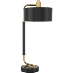 Possini Euro Design Myles Modern Mid Century Desk Lamp 24" High Black Gold With Dual USB Charging Ports Metal Drum Shade For Bedroom Living Room Home -Famous Lighting Store GUEST 7b904ada 75da 43f9 a091 7aa614810f4f
