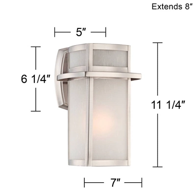 Possini Euro Design Delevan Modern Outdoor Wall Lights Fixture Set Of 2 Brushed Nickel 11 1/4" Frosted Seedy Glass For Post Exterior Barn Deck House 8 Possini Euro Design Delevan Modern Outdoor Wall Lights Fixture Set Of 2 Brushed Nickel 11 1/4" Frosted Seedy Glass For Post Exterior Barn Deck House - Image 6