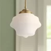 Possini Euro Design Soft Gold Mini Pendant Light 11" Wide Modern Schoolhouse Opal Glass Shade For Dining Living Room House Island