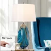 Possini Euro Design Pablo 27" Tall Modern Table Lamp Table Top Dimmer Blue Art Glass Single Living Room Bedroom Bedside Nightstand House White Shade -Famous Lighting Store GUEST 7d51089a 8e42 404f 9611 065e4d7a90ec
