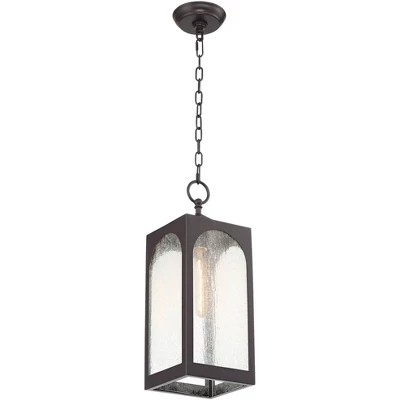 Possini Euro Design Tyne Modern Industrial Outdoor Hanging Light Bronze 19" Seedy Glass Shade For Post Exterior Barn Deck House Porch Yard Patio Home 7 Possini Euro Design Tyne Modern Industrial Outdoor Hanging Light Bronze 19" Seedy Glass Shade For Post Exterior Barn Deck House Porch Yard Patio Home - Image 5