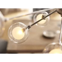 Possini Euro Design Spheres Chrome Chandelier 30" Wide Mid Century Modern Sputnik Glass Shade 15-Light Fixture For Dining Room House Kitchen Island -Famous Lighting Store GUEST 7f54a568 d2c8 4a2e b044 744a789c074f