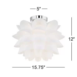 Possini Euro Design Modern Ceiling Light Semi Flush Mount Fixture 15 3/4" Wide White Flower For Bedroom Kitchen Living Room Hallway Bathroom House -Famous Lighting Store GUEST 805483ca a05e 4115 b5ea 29bd54d64fed