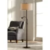 Possini Euro Design Traverse Modern Floor Lamp With LED Gooseneck Reading Light 64" Tall Oil Rubbed Bronze Oatmeal Drum Shade For Living Room Bedroom -Famous Lighting Store GUEST 81197ca6 7c04 4c1c 84bb 5135353ca0e7