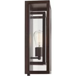 Possini Euro Design Modern Industrial Farmhouse Rustic Outdoor Wall Light Fixture Bronze 15 1/2" Clear Glass For Exterior Barn Deck House Porch Yard -Famous Lighting Store GUEST 81a3dbdc 4dbb 4add 99a0 4795ef69547d 1