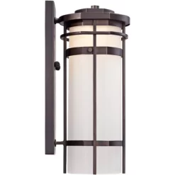 Possini Euro Design Theola Modern Outdoor Wall Light Fixture Bronze LED 12 3/4" Etched Glass Shade For Post Exterior Barn Deck House Porch Yard Patio -Famous Lighting Store GUEST 82a7a3f4 f37b 47af a5c5 7244c7163ed7