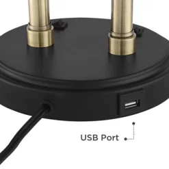 Possini Euro Design Sentry Modern Mid Century Desk Lamp 23" High Black Brass With USB Charging Port LED Adjustable Cone Shade For Bedroom Living Room -Famous Lighting Store GUEST 84aa50d5 b673 4b3a b5f2 3168750c699e
