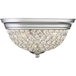 Possini Euro Design Faith Modern Ceiling Light Flush Mount Fixtures 11" Wide Set Of 2 Chrome 2-Light Crystal For Bedroom Kitchen Living Room Hallway -Famous Lighting Store GUEST 856e15a4 10f4 454a 9644 3001ab564e7e