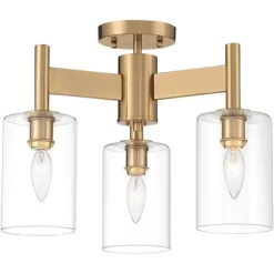Possini Euro Design Lantico Modern Ceiling Light Semi Flush Mount Fixture 17" Wide Gold 3-Light Clear Glass For Bedroom Kitchen Living Room Hallway -Famous Lighting Store GUEST 864fffdc a387 4b41 9809 adca2d2ef6e4