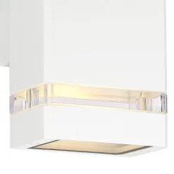 Possini Euro Design Modern Outdoor Wall Light Fixture White 2-Light Up Down 10 1/2" Clear Glass Inserts For Exterior Barn Deck House Porch Yard Patio -Famous Lighting Store GUEST 885550c5 b635 4edc 93b4 6608732aeb1f