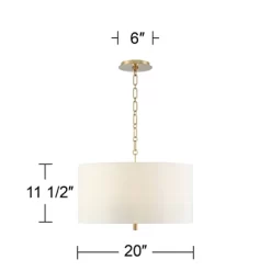 Possini Euro Design Warm Gold Pendant Chandelier 20" Wide Modern White Linen Drum Shade 4-Light Fixture For Dining Room Foyer Kitchen Island Entryway -Famous Lighting Store GUEST 8880d132 e918 422c b5f2 7062170d53c6