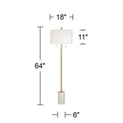 Possini Euro Design Luxe Italian Style Floor Lamp 64" Tall Gold Metal White Linen Drum Shade For Living Room Reading House Bedroom Office -Famous Lighting Store GUEST 89bbcebf 2110 46f5 b1ed b2ce190f59ea