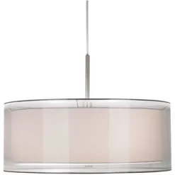 Possini Euro Design Brushed Nickel Pendant Chandelier 20" Wide Modern Organza Outer White Inner Shade 3-Light Fixture For Dining Room Kitchen Island -Famous Lighting Store GUEST 8b5daa8c 3903 4cf2 bc2c a677cb4df154