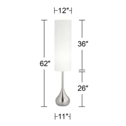 Possini Euro Design Mid Century Modern Floor Lamp 62" Tall Brushed Steel Droplet Cotton Cylinder Shade For Living Room Bedroom Office -Famous Lighting Store GUEST 8c740f3c 1ce7 463d b970 80f14ac2776e