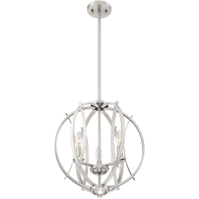 Possini Euro Design Spherical Brushed Nickel Pendant Chandelier 16" Wide Modern Orb 3-Light Fixture For Dining Room House Foyer Kitchen Island Bedroom 6 Possini Euro Design Spherical Brushed Nickel Pendant Chandelier 16" Wide Modern Orb 3-Light Fixture For Dining Room House Foyer Kitchen Island Bedroom - Image 4