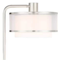 Possini Euro Design Modern Floor Lamps 60" Tall Set Of 2 With Tray Table USB Port Nickel Silver Organza White Linen Shades For Living Room -Famous Lighting Store GUEST 8e95807b 5ffd 488c 8657 a5d1449d428e