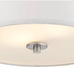 Possini Euro Design Halsted Modern Ceiling Light Semi Flush Mount Fixture 15" Wide Brushed Nickel 2-Light Oatmeal Linen Drum For Bedroom Living Room -Famous Lighting Store GUEST 8f9515ed b61b 4e45 89eb 2162d9d77dc2