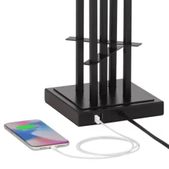 Possini Euro Design Deborah Modern Mid Century Table Lamp 30" Tall Black With USB Charging Port Gold Metal Double Drum Shades For Living Room Desk 12 Possini Euro Design Deborah Modern Mid Century Table Lamp 30" Tall Black With USB Charging Port Gold Metal Double Drum Shades For Living Room Desk -Famous Lighting Store GUEST 910d7d9c 2f76 4380 a802 662bc76f6275