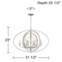 Possini Euro Design Tiller Champagne Satin Silver Pendant Chandelier 31 1/2" Wide Modern Open Orb Frame 8-Light Fixture For Dining Room Kitchen Island -Famous Lighting Store GUEST 910e3da6 4fcf 4160 a1ac cc143827f385