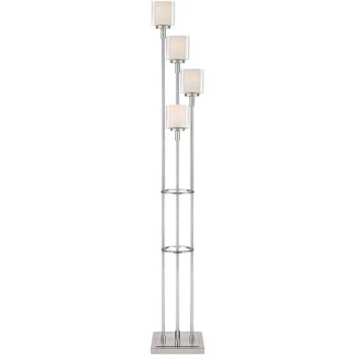 Possini Euro Design Athena Modern Floor Lamp 72" Tall Brushed Nickel 4 Light Tree Clear Outer Opal Inner Double Glass Shade For Living Room Bedroom 8 Possini Euro Design Athena Modern Floor Lamp 72" Tall Brushed Nickel 4 Light Tree Clear Outer Opal Inner Double Glass Shade For Living Room Bedroom - Image 6