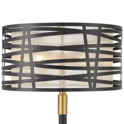 Possini Euro Design Halifax Modern Industrial Floor Lamp 64 1/2" Tall Matte Black Warm Gold Metal Double Drum Shade For Living Room Bedroom Office -Famous Lighting Store GUEST 9255cb58 bbc9 473b a4e3 bb3643de3e42
