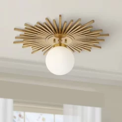 Possini Euro Design Hazel Modern Ceiling Light Semi Flush Mount Fixture 24" Wide Warm Brass White Globe Shade For Bedroom Kitchen Living Room Hallway 14 Possini Euro Design Hazel Modern Ceiling Light Semi Flush Mount Fixture 24" Wide Warm Brass White Globe Shade For Bedroom Kitchen Living Room Hallway -Famous Lighting Store GUEST 937faa9c a474 460e 97d2 cb24e8bfb570