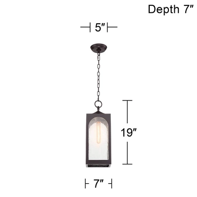 Possini Euro Design Tyne Modern Industrial Outdoor Hanging Light Bronze 19" Seedy Glass Shade For Post Exterior Barn Deck House Porch Yard Patio Home 9 Possini Euro Design Tyne Modern Industrial Outdoor Hanging Light Bronze 19" Seedy Glass Shade For Post Exterior Barn Deck House Porch Yard Patio Home - Image 7