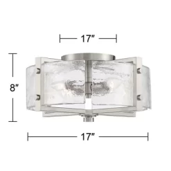 Possini Euro Design Prane Modern Industrial Ceiling Light Semi Flush Mount Fixture 17" Wide Brushed Nickel 4-Light Warped Glass For Bedroom Kitchen -Famous Lighting Store GUEST 968afca0 1c02 432c 9354 62d2a6a517c1