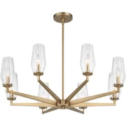Possini Euro Design Byzantium Warm Gold Chandelier 35" Wide Modern Clear Glass Shade 8-Light Fixture For Dining Room Foyer Kitchen Island Entryway -Famous Lighting Store GUEST 96f1b90d ba71 4ec3 9a0b e808bfbd254d
