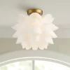 Possini Euro Design Modern Ceiling Light Semi Flush Mount Fixture White Flower Gold Metal 15 3/4" Wide Living Room Bedroom Kitchen -Famous Lighting Store GUEST 97aba4d1 b8bc 4a3c 9856 5d7e7b03a75a