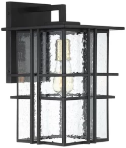 Possini Euro Design Arley Modern Outdoor Wall Light Fixture Black Geometric Frame 16" Seedy Glass For Post Exterior Barn Deck House Porch Yard Patio -Famous Lighting Store GUEST 98825cbf 37de 4677 bf7c 128eea35058b