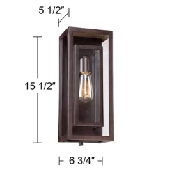 Possini Euro Design Modern Industrial Farmhouse Rustic Outdoor Wall Light Fixture Bronze 15 1/2" Clear Glass For Exterior Barn Deck House Porch Yard -Famous Lighting Store GUEST 99cde3c7 c506 4a99 9094 1dd56da860cf 1
