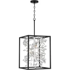 Possini Euro Design Black Silver Pendant Chandelier 15 1/4" Wide Modern Clear Crystal Flower Vine 4-Light Fixture For Dining Room House -Famous Lighting Store GUEST 99db8f24 c254 4107 8bfb 1b186ddf050c